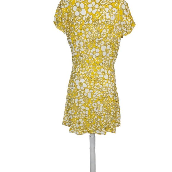 Aritza Sunday Best Vida Dress Flora Mini Shirt Button Front Size Small Yellow - Picture 7 of 11